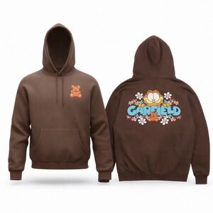 Nickelodeon Garfield Hoodie Brown Teddy Bear Graphic Pullover Medium Unisex‎ 90s